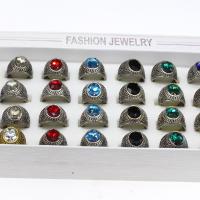 Zink-Legierung Ring Set, Harz, mit Zinklegierung, Geometrisches Muster, plattiert, unisex, gemischte Farben, 200*150*35mm, Größe:5-10, 24PCs/Box, verkauft von Box