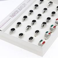 Zink-Legierung Ring Set, Harz, mit Zinklegierung, Geometrisches Muster, plattiert, unisex, gemischte Farben, 200*150*35mm, Größe:5-10, 24PCs/Box, verkauft von Box