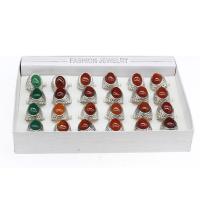 Zink-Legierung Ring Set, Glas, mit Zinklegierung, Geometrisches Muster, plattiert, unisex, gemischte Farben, 200*150*35mm, Größe:5-10, 24PCs/Box, verkauft von Box