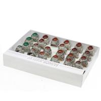 Zink-Legierung Ring Set, Edelstein, mit Zinklegierung, Geometrisches Muster, plattiert, unisex, gemischte Farben, 200*150*35mm, Größe:5-10, 24PCs/Box, verkauft von Box