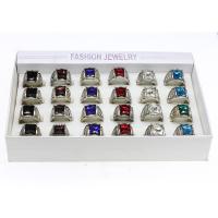 Zink-Legierung Ring Set, Harz, mit Zinklegierung, Geometrisches Muster, plattiert, unisex, gemischte Farben, 200*150*35mm, Größe:5-10, 24PCs/Box, verkauft von Box