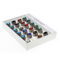 Zink-Legierung Ring Set, Glas, mit Zinklegierung, Geometrisches Muster, plattiert, unisex, gemischte Farben, 200*150*35mm, Größe:5-10, 24PCs/Box, verkauft von Box