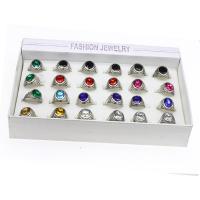 Zink-Legierung Ring Set, Harz, mit Zinklegierung, Geometrisches Muster, plattiert, unisex, gemischte Farben, 200*150*35mm, Größe:5-10, 24PCs/Box, verkauft von Box