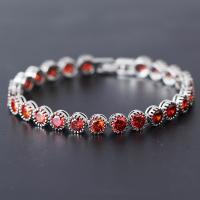 Circonita Aleación de zinc pulsera, con cúbica circonia, Portátil, Rojo, 17.5X0.6CM, Vendido por UD