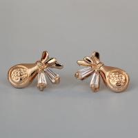 Pendientes de Perno de Aleación de Zinc, con cúbica circonia, Portátil, dorado, 0.8X1.3CM, Vendido por Par