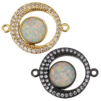 Zircon pavent Laiton Connector, avec Opale, Placage, pavé de micro zircon & creux, plus de couleurs à choisir Vendu par PC