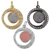 Cubic Zirconia Micro Pave Brass Pendant, with Opal, plated, micro pave cubic zirconia & hollow Approx 4mm 