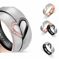 Anillos para Pareja, acero inoxidable, chapado, micro arcilla de diamantes de imitación, más colores para la opción, 6*2mm, Vendido por UD