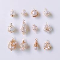 Fashion Plastic Pendants, Plastic Pearl, DIY, golden 