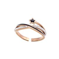 Titanium Steel Cuff Finger Ring, Round, portable rose gold color 