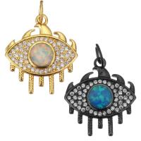 Cubic Zirconia Micro Pave Brass Pendant, with Opal, plated, micro pave cubic zirconia Approx 4mm 