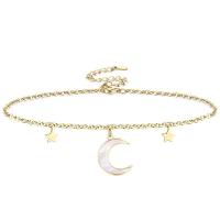 Brass Bracelets, with White Shell, with 2 inch extender chain, gold color plated, for woman, 12mm,5mm,1.1mm Approx 6.6 Inch 