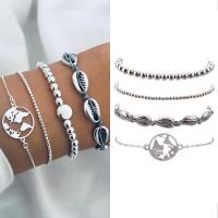 Zinc Alloy Bracelet Set, Geometrical Pattern, plated, 4 pieces & for woman, 180,170+50,180+50,180+50mm 