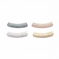 Brass Curved Tube Beads, plated, DIY & micro pave cubic zirconia 