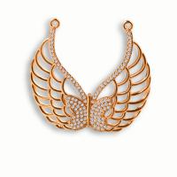 Cubic Zirconia Micro Pave Brass Pendant, Wing Shape, plated, DIY & micro pave cubic zirconia 