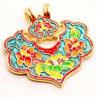 Cloisonne Pendants, Zinc Alloy, DIY & enamel 32mm 