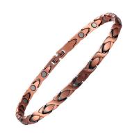 Cuivre bracelet, avec Aimant, Placage, magnétique & pour femme, 7mm Environ 8.66 pouce, Vendu par brin