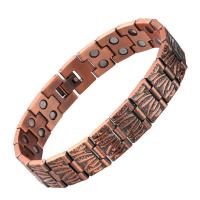 Cuivre bracelet, avec Aimant, Placage, magnétique & styles différents pour le choix & pour homme, 15mm Environ 8.85 pouce, Vendu par brin