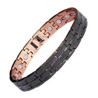 Cuivre bracelet, avec Aimant, Placage, magnétique & pour homme, noire, 13mm Environ 8.66 pouce, Vendu par brin