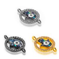 Cubic Zirconia Micro Pave Brass Connector, with Abalone Shell, plated, DIY & micro pave cubic zirconia 