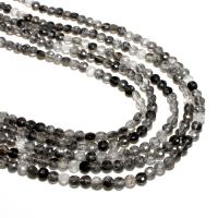 Perles Quartz rutile, Quartz rutile noir, Rond, naturel, DIY & facettes, noire, 4mm, Environ Vendu par brin