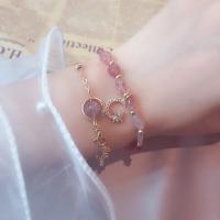 Strawberry Quartz Armband-Set, Armband, mit Jade, Mond, plattiert, 2 Stück & unterschiedliche Farbe und Muster für die Wahl & Micro pave Zirkonia & für Frau, keine, 200mm, verkauft von setzen