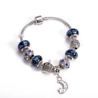 Cubic zirconia pavimenta la pulsera de plata de ley, Plata de ley 925, chapado, micro arcilla de zirconia cúbica & para mujer, azul, longitud:7.87 Inch, Vendido por Sarta