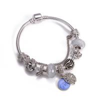 Cubic zirconia pavimenta la pulsera de plata de ley, Plata de ley 925, chapado, micro arcilla de zirconia cúbica & para mujer, azul, longitud:7.87 Inch, Vendido por Sarta