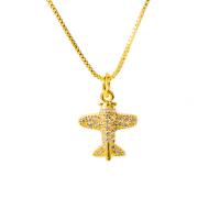 Cubic Zircon Micro Pave Brass Necklace, plated & micro pave cubic zirconia & for woman 