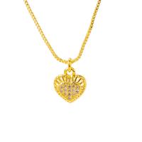 Cubic Zircon Micro Pave Brass Necklace, plated & micro pave cubic zirconia & for woman 