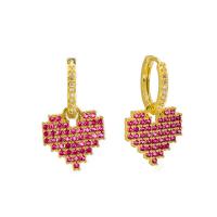 Huggie Hoop Drop Earring, Brass & micro pave cubic zirconia & for woman 