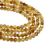 Perles d'Oeil de tigre, Plat rond, naturel, DIY & facettes, Jaune, 4mm Vendu par brin