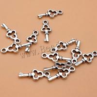 Zinc Alloy Jewelry Pendants, Key, plated, DIY & hollow, silver color, 16*6mm 