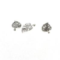 Pendentifs feuilles en alliage de zinc , Plaqué de couleur d'argent, DIY, 11*18*3mm Environ 2mm Vendu par lot