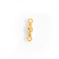 Conector de encanto de latón, metal, chapado en color dorado, Bricolaje, 2x10mm, agujero:aproximado 0.5mm, Vendido por UD