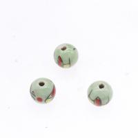 Kunstdruck Porzellan Perlen, rund, plattiert, DIY, keine, 12*12mm, Bohrung:ca. 2mm, 10PCs/Tasche, verkauft von Tasche