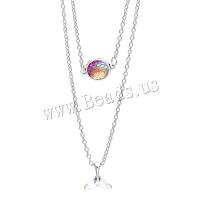 Resin Zinc Alloy Necklace, Mermaid tail, plated, Double Layer 21cm(u542b)-50cm(u542b) 