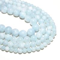 Aquamarine Beads, Round, natural, DIY, light blue 