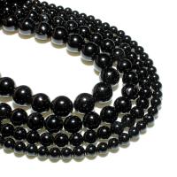 Natural Tourmaline Beads, Schorl, Round, DIY, black 