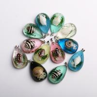 Resin Jewelry Pendant, with Plastic, Teardrop & DIY 14*22*37mm 