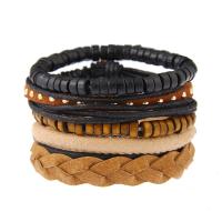 PU Leather Cord Bracelets, bracelet, Adjustable & multilayer & woven pattern 175mm 