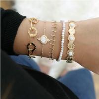 aleación de zinc Pulsera, Esférico, 5 piezas & Portátil, dorado, Vendido por Set