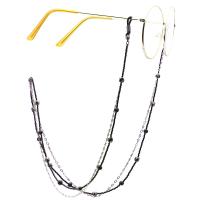 or 18K Chaîne de lunettes, avec Seedbead & pierre noire & Hématite, Placage, anti-dérapage & conception de modèle de verre, noire, 770mm, Vendu par fixé