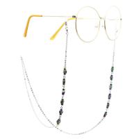 or 18K Chaîne de lunettes, avec Pierre naturelle & zircon cubique & Hématite, Placage, anti-dérapage & conception de modèle de verre, argent, 770mm, Vendu par fixé