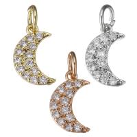 Cubic Zirconia Micro Pave Brass Pendant, Moon, plated, micro pave cubic zirconia Approx 3.5mm 