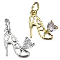 Cubic Zirconia Micro Pave Brass Pendant, Shoes, plated, micro pave cubic zirconia & hollow Approx 3.5mm 