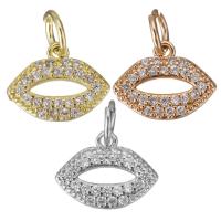 Cubic Zirconia Micro Pave Brass Pendant, Lip, plated, micro pave cubic zirconia & hollow Approx 3.5mm 