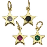 Cubic Zirconia Micro Pave Brass Pendant, Star, plated, micro pave cubic zirconia Approx 3.5mm 