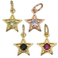 Cubic Zirconia Micro Pave Brass Pendant, Star, plated, micro pave cubic zirconia Approx 3.5mm 