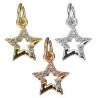 Cubic Zirconia Micro Pave Brass Pendant, Star, plated, micro pave cubic zirconia & hollow Approx 3.5mm 